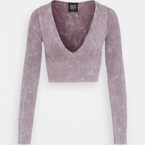 BDG Urban Outfitters Jodie Long Sleeve V-Neck Crop Top Size M